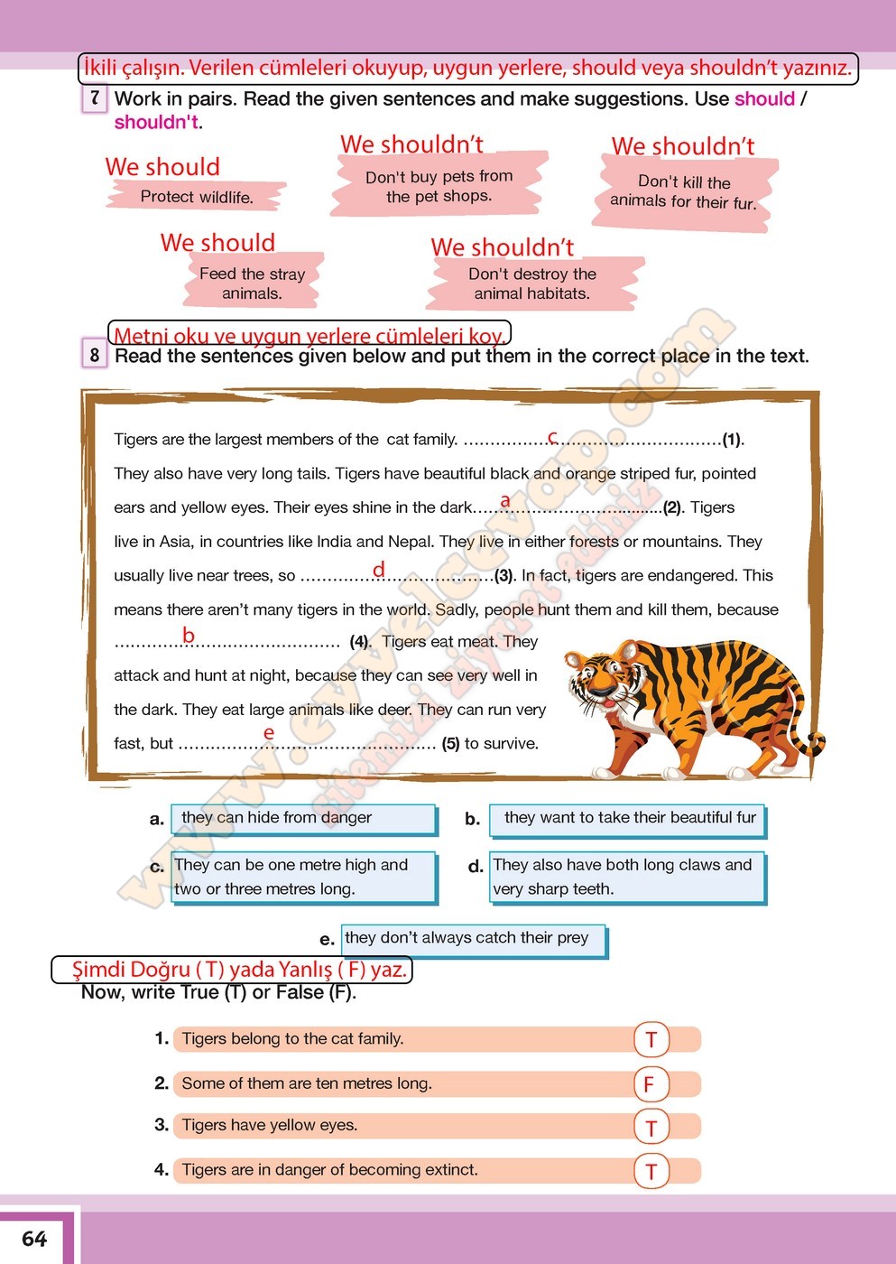 7 Sinif Ingilizce Bilim Ve Kultur Yayinlari Ders Kitabi Cevaplari Sayfa 64