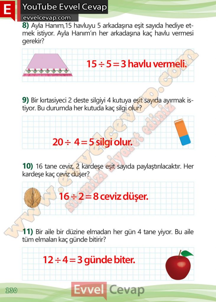 2. Sınıf Matematik Meb Yayınları Çalışma Kitabı Cevapları Sayfa 130