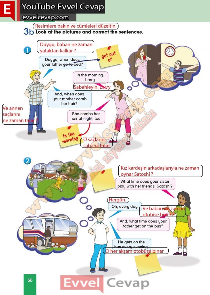 5. Sınıf İngilizce Başaran Yayınları Ders Kitabı Cevapları Sayfa 58