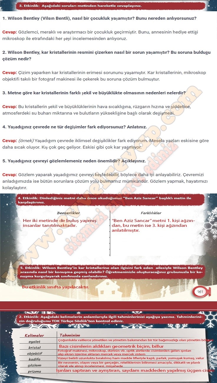 6 Sinif Turkce Ders Kitabi Sayfa 160 161 162 163 164 165 Cevaplari Meb Yayinlari
