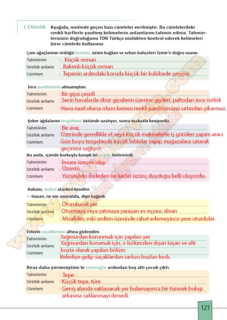 7 Sinif Meb Yayinlari Turkce Ders Kitabi Cevaplari Sayfa 118 119 120 121 122 123 124 125