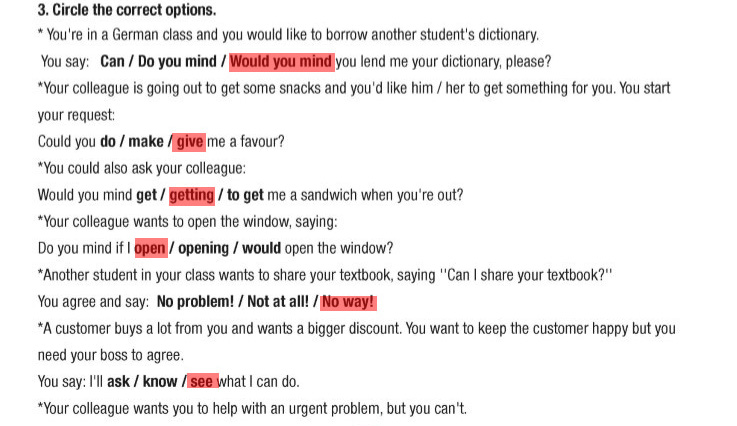 Circle the correct options.