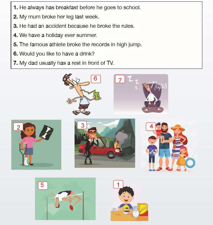 Match the statements with the correct pictures.
