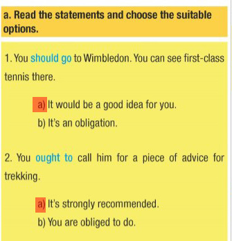 Read the statements and choose the suitable options.