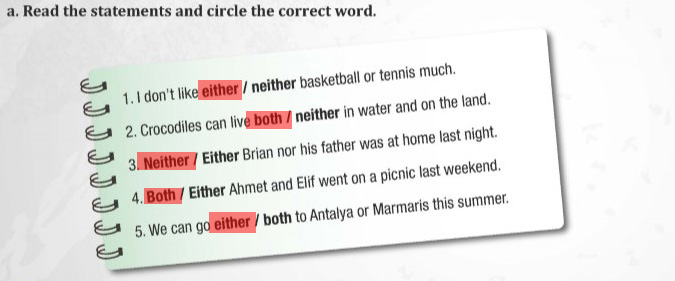 Read the statements and circle the correct word.