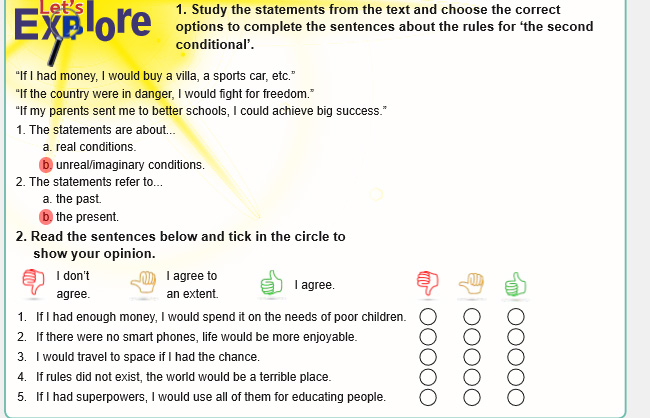 Study the statements from the text and choose the correct options to
