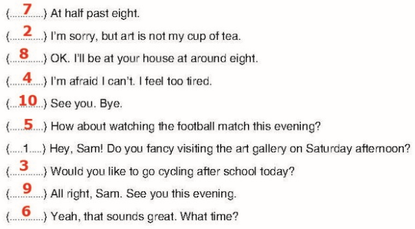 Put the following conversation into the correct order.