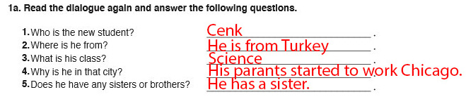 Read the dialogue again and answer the following questions.