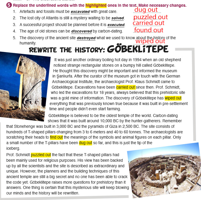 Replace the underlined words with the highlighted ones in the text ...