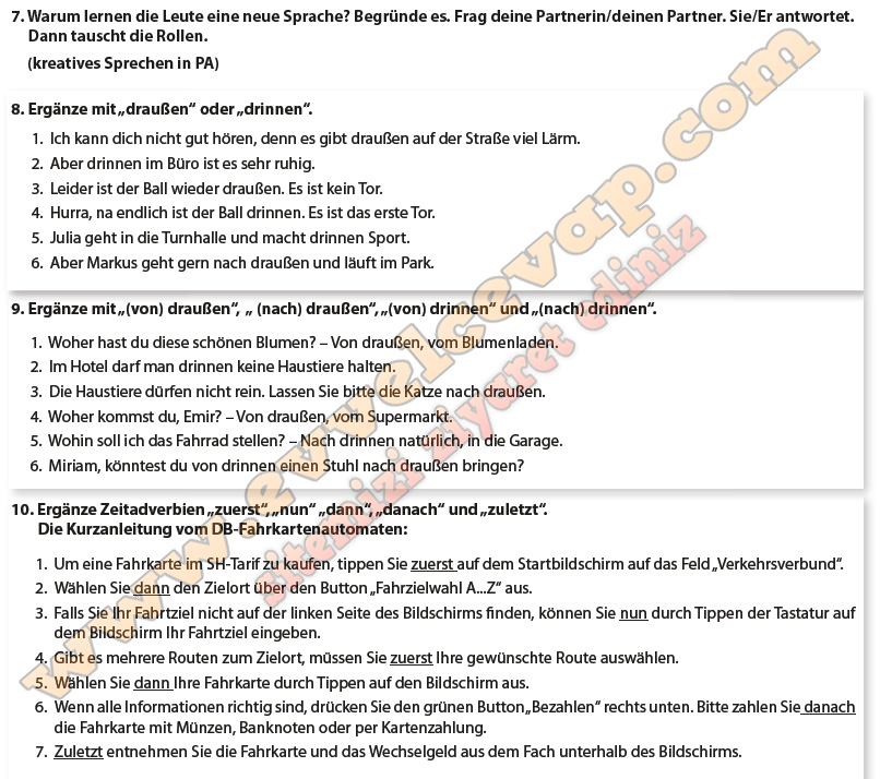 Almanca B1 Mektup örnekleri Almanca B1.1 Çalışma Kitabı Sayfa 14 Cevapları Meb Yayınları