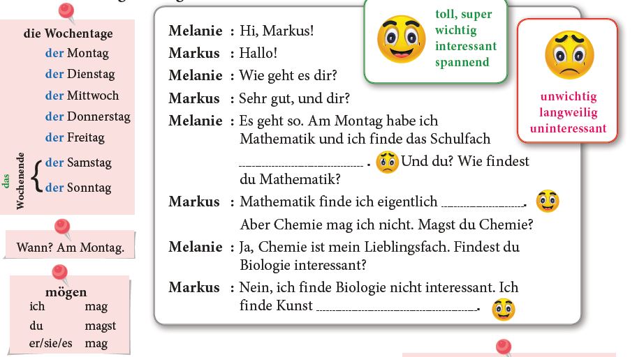 Ergänze den dialog
