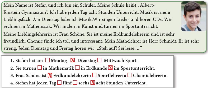 Lies den Text und kreuze die richtige Information an!