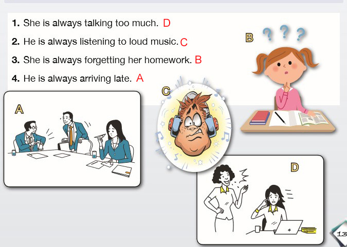 Match the statements with the pictures.