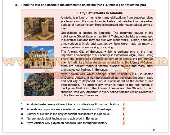 Read the text and decide if the statements below are true (T), false (F ...