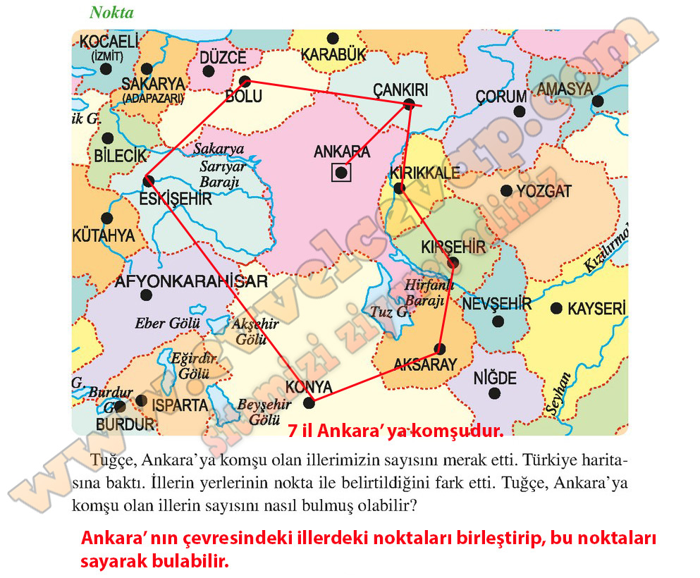 Tuğçe Ankara’ya komşu olan illerimizin sayısını merak etti. Türkiye haritasına baktı. İllerin