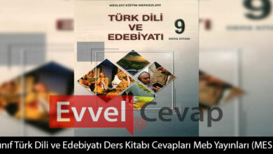 9. Sınıf Türk Dili ve Edebiyatı Ders Kitabı Cevapları (MESEM)