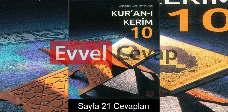 10. Sınıf Kur’an-ı Kerim Kitabı Cevapları Meb Yayınları Sayfa 21 