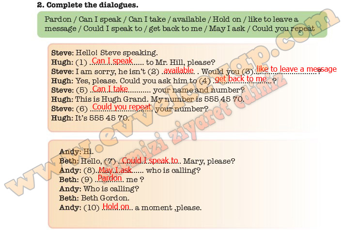 Complete the dialogues.