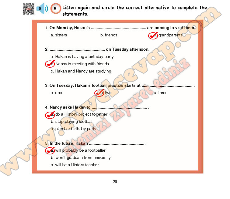 Listen again and circle the correct alternative to complete the statements.