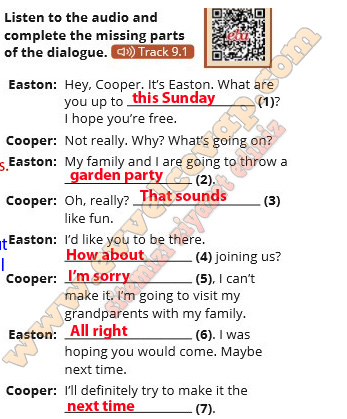 Listen to the audio and complete the missing parts of the dialogue.