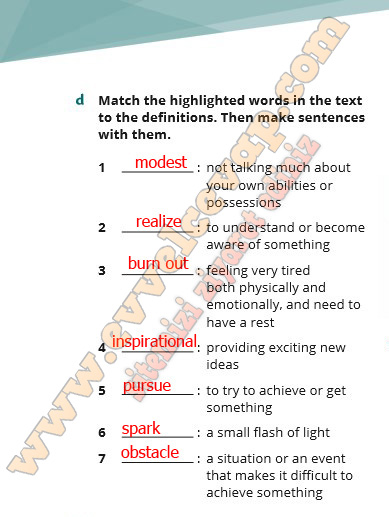 Match the highlighted words in the text to the definitions. Then make ...