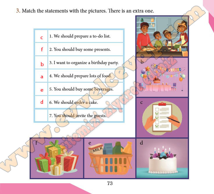 Match the statements with the pictures. There is an extra one.