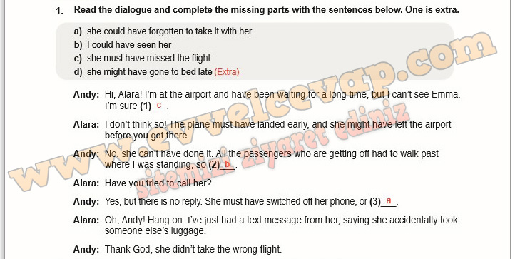 Read the dialogue and complete the missing parts with the sentences ...