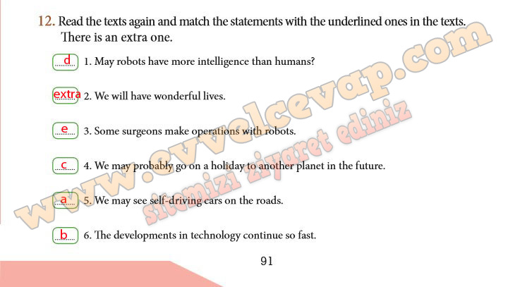 Read the texts again and match the statements with the underlined ones ...