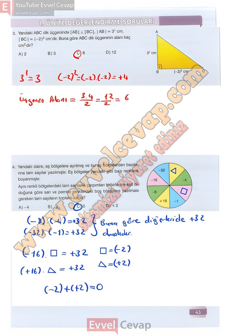 7 sınıf matematik ders kitabı sayfa 46 cevapları