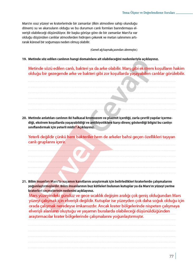 9. Sınıf Biyoloji Ders Kitabı Cevapları Sayfa 71-72-73-74-75-76-77-78-79